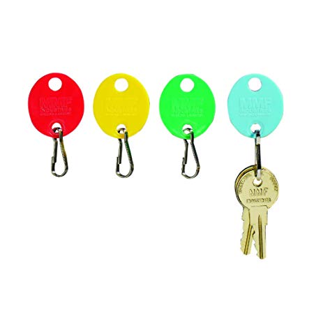 MMF Industries Snap-Hook Key Tags, Plastic, 1.25 Inches Height, Blue/Green/Red/Yellow, 20 per Pack (2018009W47)