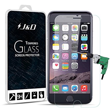 iPhone 6S/6 Screen Protector, J&D [Tempered Glass] HD Clear Ballistic Glass Screen Protector for Apple iPhone 6S, Apple iPhone 6 (2 Packs)