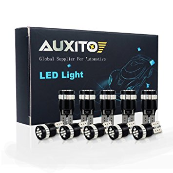 AUXITO 194 LED Light Bulb,Super Bright Ultra Blue 168 2825 W5W T10 Wedge 24-SMD 3014 Chipsets LED Replacement Bulbs Error Free for Car Dome Map Reading License Plate Lights (Pack of 10)