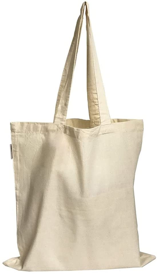 Set of 3 - Organic Cotton Canvas Tote Bags 15"W x 16"H Blank Eco Friendly Bulk Safe Environment Friendly Reusable Craft, Book, DIY, Travel, Book Bags (Natural, 3)