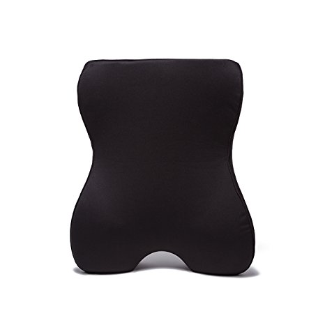 Bulwark Memory Foam Backrest Lumbar Support Pillow for Home, Office, Auto, and Travel (Black)