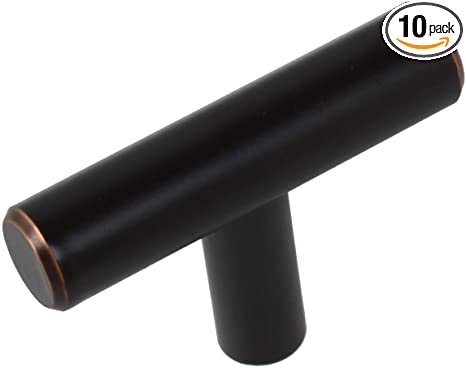 GlideRite Hardware 5002-T-ORB-10 2 inch Oil Rubbed Bronze Solid T bar Handle Knobs 10 Pack