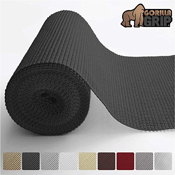 Gorilla Grip Original Drawer and Shelf Liner, Non Adhesive Roll (20" x 10' Size) Durable and Strong, Grip Liners for Drawers, Shelves, Cabinets, Storage, Kitchen and Desks (Black)