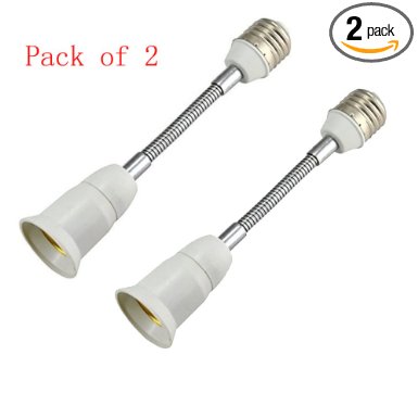 Yueton 2pcs E27 Extension Adaptor ,11" E27 LED Light Bulb Lamp Holder Flexible Gooseneck Extension Adapter Converter Screw Socket Extender 28cm