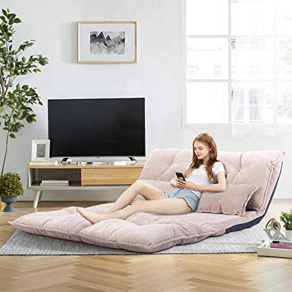 Floor Sofa Bed, Floor Pillow Bed, Foam Floor Sofa, Adjustable Floor Couch and Sofa with 2 Pillows for Reading, Gaming, Sleeper