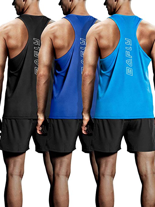 Bafly Men's 3 Pack Workout Tank Tops Muscle Dry Fit Y-Back Tank Tops