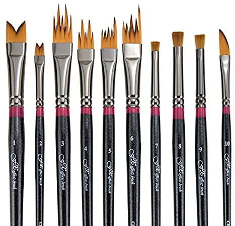Creative Mark FX Special Effects Paint Brush Set Unique Ribbon, Multi-Line, Angular Dabber Style Professional Artist Paint Brush Set For Watercolor, Thinned Acrylics & Oil Paint [Set of 10]