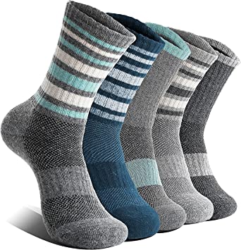 EBMORE Womens Merino Wool Hiking Socks Thermal Warm Winter Boot Crew Cushion Work Gift Socks 5 Pairs