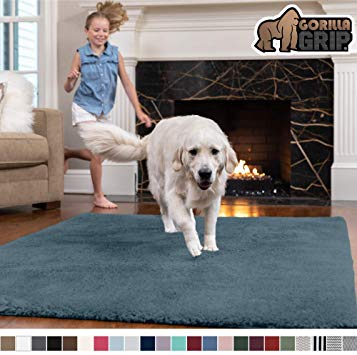 Gorilla Grip Original Faux-Chinchilla Area Rug, 5x7 Feet, Super Soft and Cozy High Pile Washable Carpet, Modern Rugs for Floor, Luxury Shag Carpets for Home, Nursery, Bed and Living Room, Blue