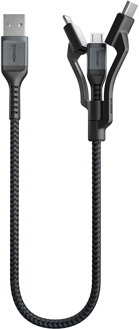 Nomad Kevlar Universal Cable | 0.3 Meters | USB-A to USB-C, Lightning, and Micro-USB