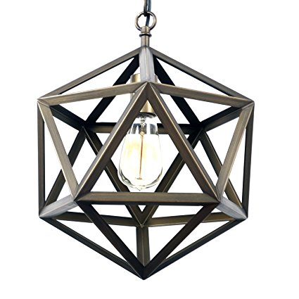 Unitary Brand Antique Bronze Rustic Metal Cage Pendant Light Max 60W with 1 Bulb Socket Bronze Finish