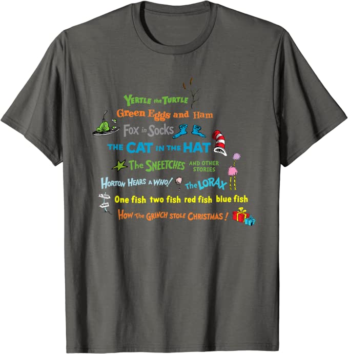 Dr. Seuss Book Title T-shirt