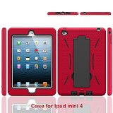 APPLE iPad Mini 4 Case High Quality Scratch-Resistant Dual Layer Hybrid Protective Case and Shockproof Bumper with Kickstand by Boonix Red