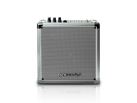 Pure Acoustics Wireless Portable Bluetooth PA Speaker System with Built-in Rechargeable Battery - Includes Wireless Mic MCP-50 Entertainment Medium Sized - Silver Grille