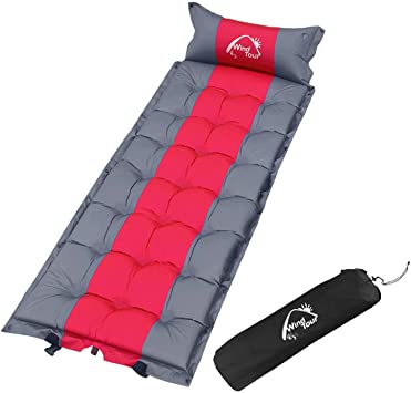 Wind Tour Sleeping Pad Self Inflating with Pillow for Camping - Lightweight Air Mattress for Backpacking, Hiking, Traveling