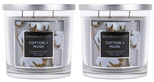 Aromascape 3 Wick Scented Jar Candle, Cotton and Musk, 2-Count
