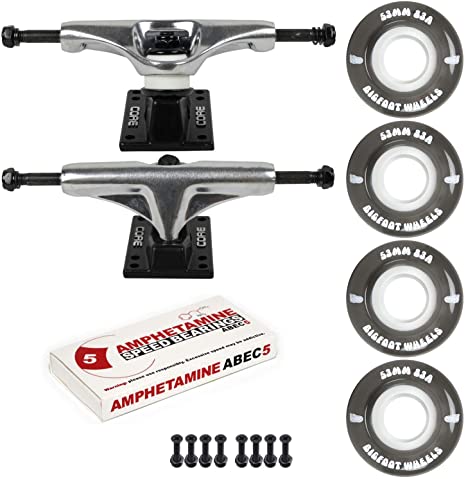 Skateboard Cruiser Trucks and Wheels Package 83A Soft Wheels - ABEC 5 Bearings
