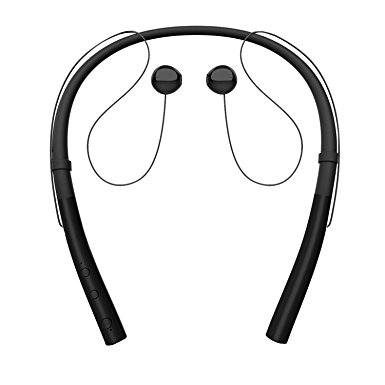 Wireless Bluetooth Headphones Retractable Sport Neckband Headset HD Stereo Noise Cancelling Earbuds, 5-Min Quick Charge, In-Ear V4.2 Bluetooth Earphones with Mic Black