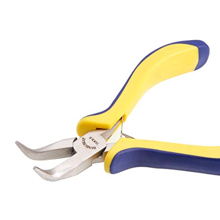 BENECREAT 5 Inch Bent Nose Pliers with Comfort Rubber Grip for Jewelry Making, Handcraft Making