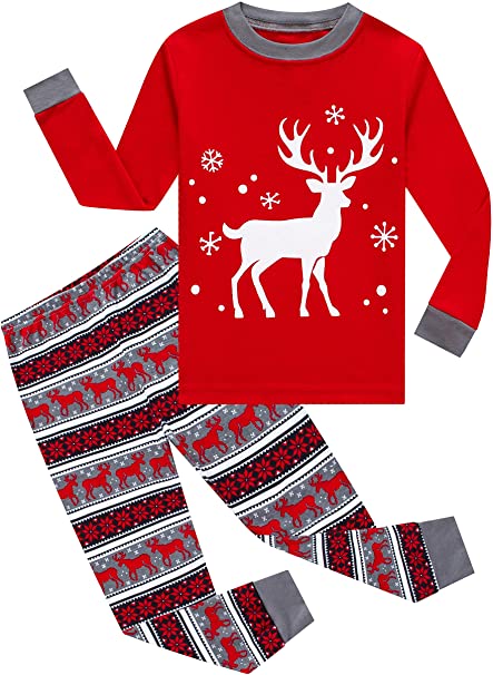 Little Girls Boys Long Sleeve Christmas Pajamas Sets 100% Cotton Pjs Kids Holiday