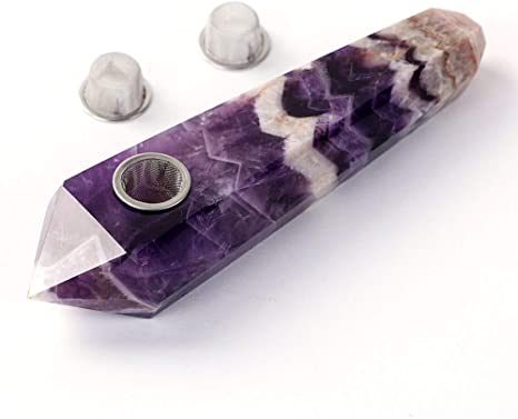 Quality Healing Amethyst Crystal Tube - 2 Fitted Gauze Screens and Cleaner (Amethyst)