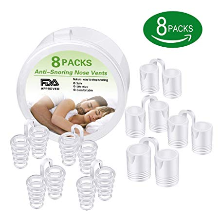 Anti Snore Devices Snoring Relief 8 PCS of Snore Stop Nose Vents Nasal Dilators Comfortable and Flexible Snoring Aids for Comfortable Sleeping
