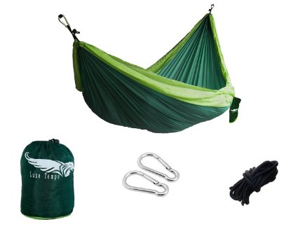 Luxetempo Portable Ultralight Nylon Parachute Double Hammock -Camping Backyard Recreation-9.8*6.5 ft