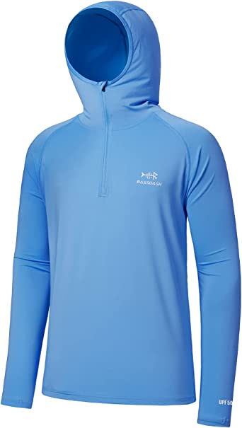 BASSDASH Men’s UPF 50  1/4 Zip Fishing Hoodie Shirt Quick Dry Performance Long Sleeve Sun Protection FS24M
