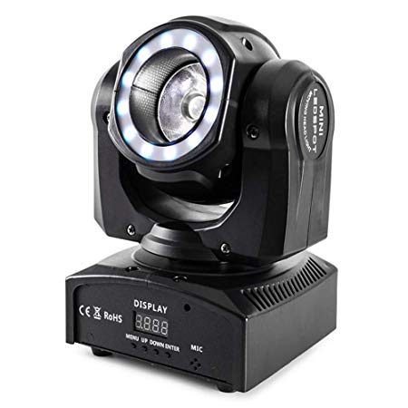 U`King DJ Moving Head Lights 40W Stained Beam Light with LED Ring RGBW 4 Color Stage Light with 13/15CH by DMX 512 Sound Activated for Disco Party Wedding Live Show Concert Lighting