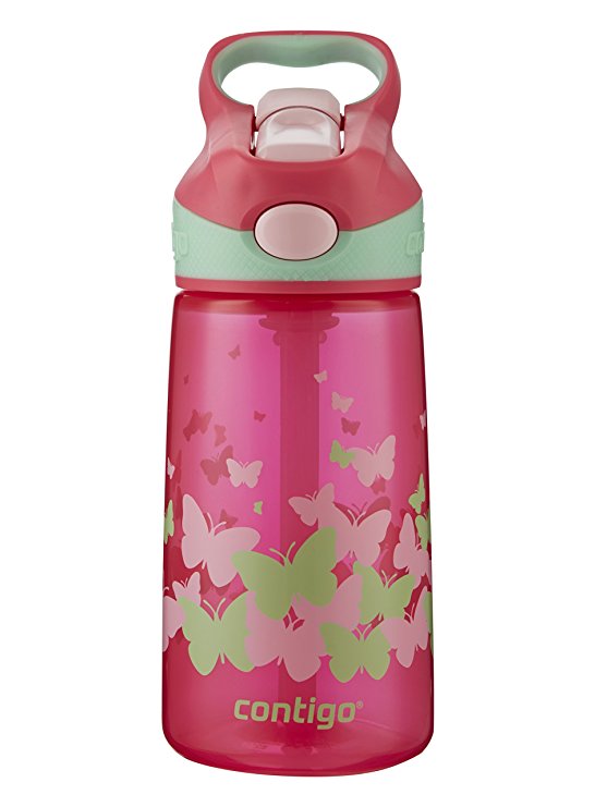 Contigo AUTOSPOUT Straw Striker Kids Water Bottle, 14 oz., Sprinkles Pink Monarch