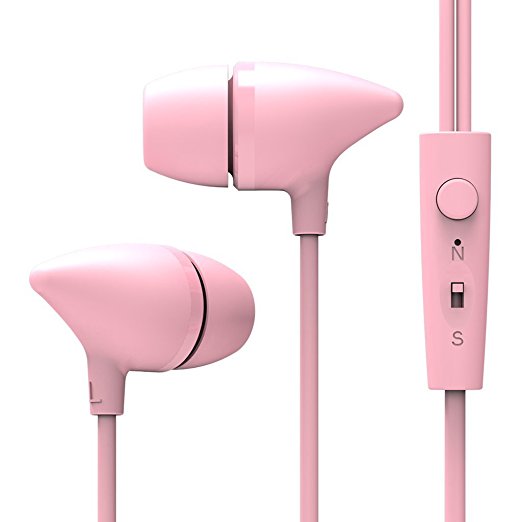 UiiSii C100 High Performance Headphones In-Ear Earphones with Microphone and Super Bass, and Remote Control for Iphone and Android Devices,Mini Lightweight Stereo Headsets (Pink)