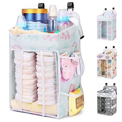 Magicfly Diaper Caddy Organizer Hanging, Changing Table Diaper Organizer, Crib Organizer Hanging for Baby Boys and Girls, Large Capacity Nursery Diaper Holder, Elephant