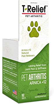 MediNatura T-Relief Pet Arthritis Pain with Arnica   12 Active Pain Relievers - 90 Tablets