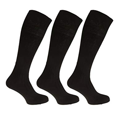Mens Ribbed Knee High 100% Cotton Socks (Pack Of 3)
