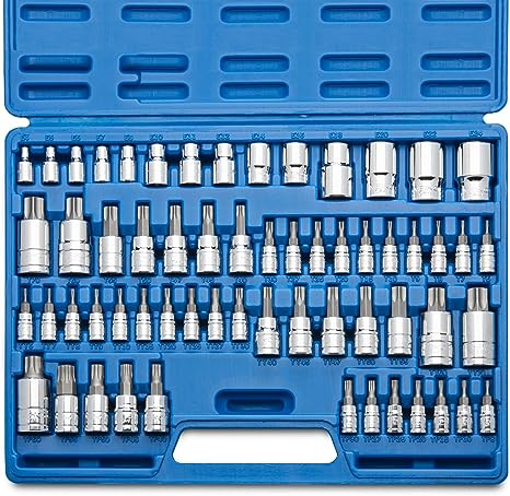 NEIKO 10083A Master Torx Bit Socket and External Torx Socket Set, S2 and CRV Steel, Supreme Torque Output Complete Kit, 60 Pieces