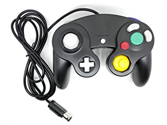 Bowink Ngc Classic Wired Shock Joypad Game Stick Pad Controller for Wii Gamecube NGC Gc Black (Black)