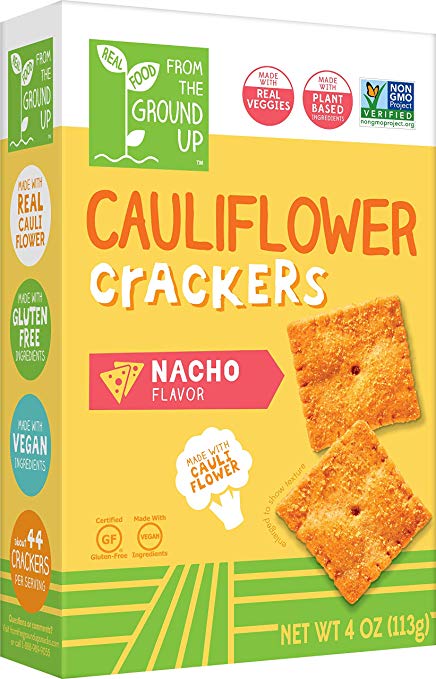 Real Food From the Ground Up Cauliflower Crackers - 6 Pack (Nacho, Crackers)