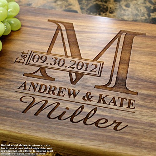 Monogram Personalized Engraved Cutting Board- Wedding Gift, Anniversary Gifts, Housewarming Gift,Birthday Gift, Corporate Gift, Award, Promotion. #003