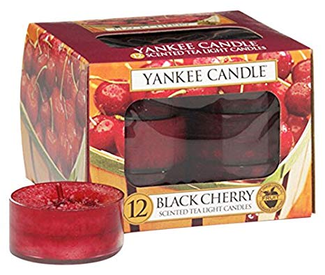 Yankee Candle Tea Light Candles, Black Cherry, Pack of 12