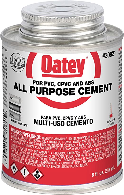 Oatey All Purpose Cement Low Voc 8 Oz Clear