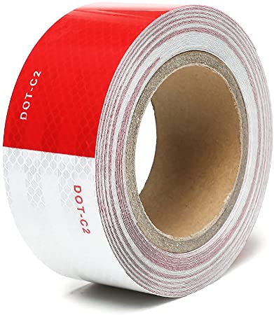 TYLife DOT-C2 Reflective Safety Tape,2 in x 150ft Waterproof Red and White Adhesive Reflector Tape, Conspicuity Tape,Reflective Stickers for Trailers, RV, Camper, Boat Trailers, RV, Camper, Boat