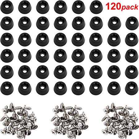 120 Pieces Soft Cutting Board Rubber Feet with Stainless Steel Screws, 0.28 x 0.59 (HD), Soft, Non Slip, Non Marking, Anti-Skid, Fine Grips for Furniture, Electronics and Appliances