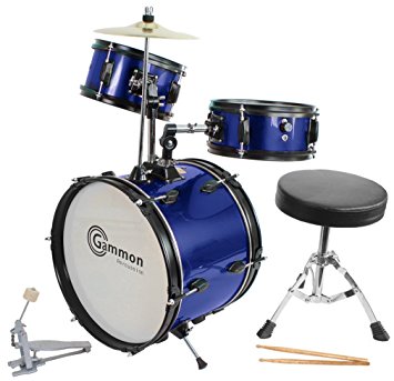 Blue Drum Set Complete Junior Kid’s Children’s Size with Cymbal Stool Sticks - Everything You Need to Start Playing