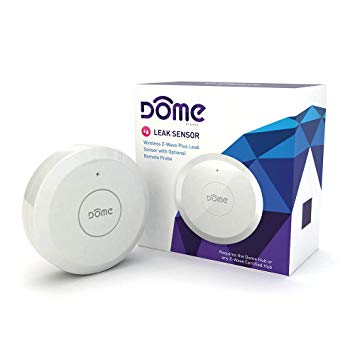 Dome Wireless Z-Wave Plus Leak Sensor with Remote Probe, Low Profile, Water Resistant (DMWS1)