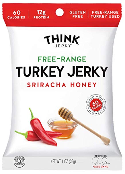 Think Jerky - Free-Range Turkey Jerky, Sriracha Honey, Gluten-Free, 1 Ounce (12 Count)