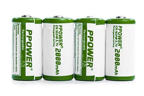PPOWER 4 Packs of 2000mah 3.7v Cr123a 16340 Li-ion Rechargeable Battery