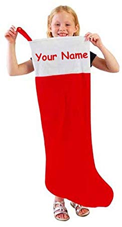 Personalized Red and White Jumbo Oversized Felt Christmas Stocking - 34 Inches