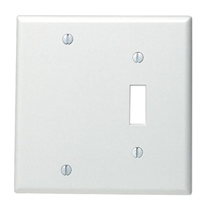 Leviton 88006 2-Gang 1-Toggle 1-Blank Device Combination Wallplate, Standard Size, Thermoset, Box Mount, White