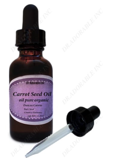 Organic Carrot Seed Oil 100% Pure Cold Pressed 1 Oz with glass dropper