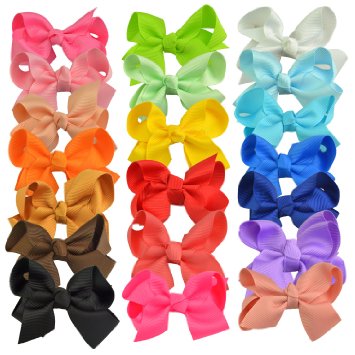 Jmkcoz 20pcs Grosgrain Ribbon Large Boutique Hair bows Alligator Clips for Girls Women 4.5" Random Color